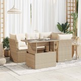 vidaXL Set canapele de grădină cu perne, 5 piese, bej, poliratan