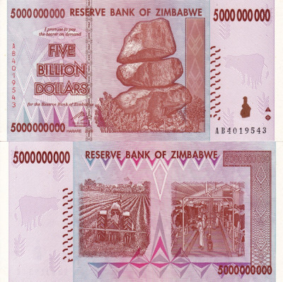 ZIMBABWE 5.000.000.000 dollars 2008 UNC!!! foto