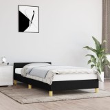 Cadru Pat Gossi Negru 80x200 cm Textil cu Tablie