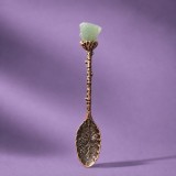Lingurita cu cristal natural - bronz - Aventurin verde - Noroc si abundenta