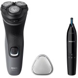 Aparat de ras electric S1142/02, Capete 4D flexibile, 40 min, capac de protectie, + Aparat de tuns părul din nas, Philips