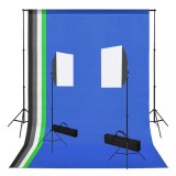 VidaXL Kit studio foto cu lumini modelatoare și fundaluri