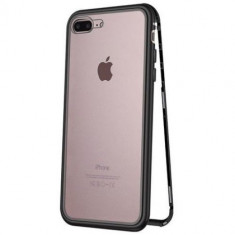 Husa magnetica Apple iPhone 7 plus / 8 plus - Sticla Securizata Fata+Spate 360 grade, Cadru metalic, Black foto