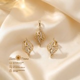 Set Aurelia , cercei E i pandantiv placate cu aur 14K, model elegant cu pietre albe