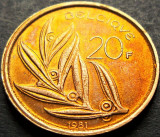 Cumpara ieftin Moneda 20 FRANCI - BELGIA, anul 1981 * cod 1136, Europa