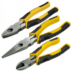 Set 3 clesti cu manere control grip combinat 150 mm cu taiere diagonala 150 mm si cu varf lung 150 mm STANLEY foto