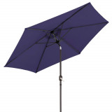Umbrela de gradina / terasa Monty, &Oslash; 300 cm, &Oslash;38 mm, sistem antivant, cu inclinare si manivela, aluminiu, albastru navy