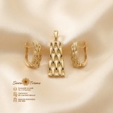 Set Impletire Aurie , cercei E i pandantiv placati cu aur 14K