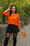 Bluza dama portocalie cu guler rotund