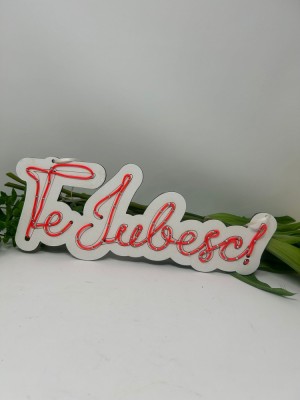 Decoratiune de perete cu led neon graph,textul te iubesc,led rosu foto
