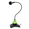 Microfon PC cu brat flexibil 18 cm si buton pornire, Esperanza Chat 92900, conector jack 3.5mm si cablu 2 m, negru cu verde