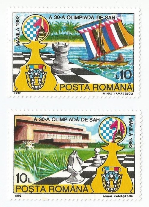 |Romania, LP 1286/1992, A 30-a Olimpiada de Sah, Manila, MNH