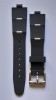 Curea Ceas Bvlgari Neagra 22mm 25mm, Piele/Silicon, Catarama Argintie/Aurie + Axe Montaj - Calitate Premium