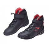 Ghete moto din piele intoarsa LS2 Garra negru/rosu marime 42