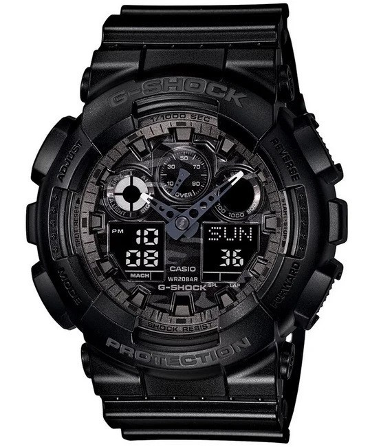 Ceas Sport Casio G-SHOCK GA-100 All Black-NOU ! NEGRU MAT CRONOGRAF ACTIV !