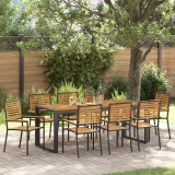 Set Masa Gradina vidaXL 9 Piese Negru Poly Rattan Acacia