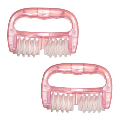 Set 2 Rollere pentru masaj 13 cm, Roz, Role cauciuc foto