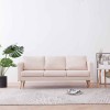 VidaXL Canapea cu 3 locuri, crem, material textil