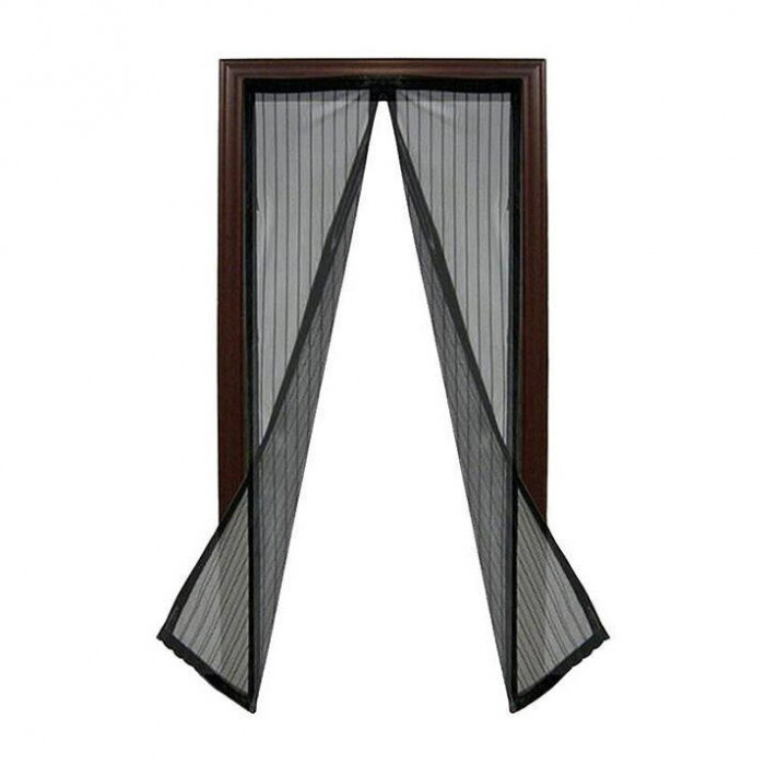 Plasa cu magnet pentru usa impotriva tantarilor si mustelor, Verk Group, poliester, neagra, 210x100 cm
