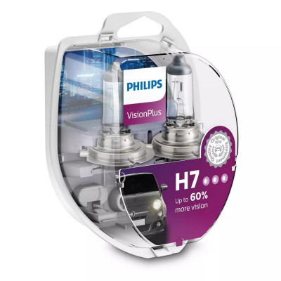 Set Becuri Halogen H7 Philips Vision Plus 12V, 55W, 2 buc foto