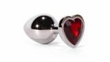Cumpara ieftin Dop Anal Cu Bijuterie Secret Shade Metal M, Argintiu + Rosu, 8 cm