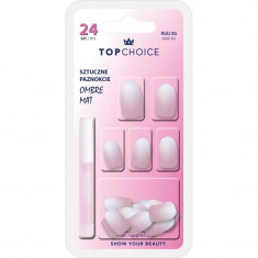 Set 24 unghii artificiale mate cu adeziv Ombre Pink Top Choice 78217