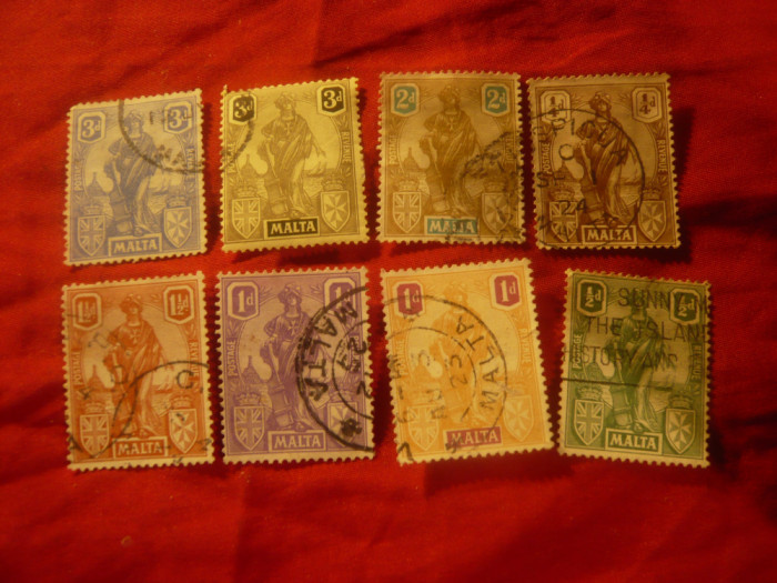 Serie mica Malta colonie britanica 1922 , 8 val. stamp