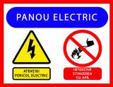 Placuta pentru panou electric atentie pericol electric interzisa stingerea cu apa