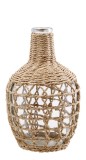 Vaza flori sticla fibre naturale natur 18 x 30 cm