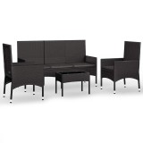 Cumpara ieftin Set mobilier relaxare gradina 4 piese cu perne poliratan negru