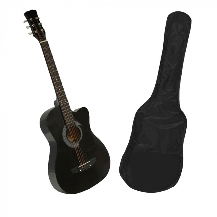 Chitara clasica din lemn IdeallStore&reg;, True Melody, 95 cm, neagra, husa nylon inclusa