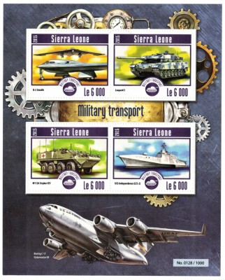 SIERRA LEONE 2015 - Mijloace de transport militar / colita + bloc MNH foto