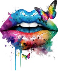 Sticker decorativ, Buze, Albastru, 73 cm, 8140ST-4 foto
