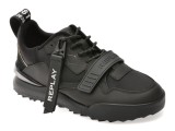 Pantofi sport REPLAY negri, MS8L19L, din material textil si piele naturala