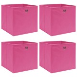 Cutii de depozitare, 4 buc., roz, 32x32x32 cm, textil