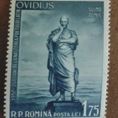 TIMBRE ROMANIA MNH LP440/1957 200de ani de la nasterea lui OVIDIU -serie simpla