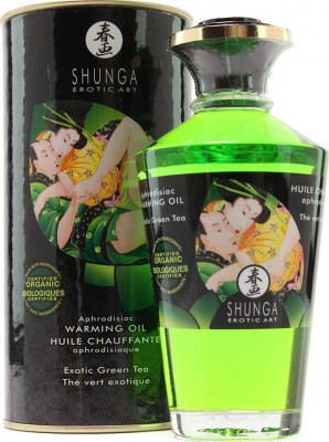 Shunga Ulei Afrodisiac cu Efect de Incalzire - Ceai Verde 100 ml foto