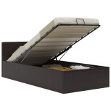 Cumpara ieftin Cadru pat hidraulic cu ladă, gri, 100 x 200 cm, piele ecologică