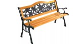Banca de gradina din lemn cu spatar din metal, 73 x 125 cm, Lean 26570