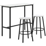 HOMCOM Set Masă și 2 Scaune de Bar din PAL, MDF și Oțel, 100x40x90 cm, Alb și Negru | Aosom Romania