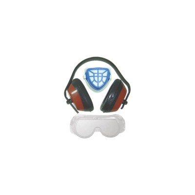 Set protectie fonica, vizuala si respiratorie, COM-11301, casca fonica, ochelari de protectie si masca anti-praf foto
