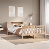 vidaXL Pat cu bibliotecă fără saltea, 140x190 cm, lemn masiv de pin 3321653