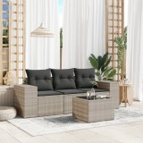 VidaXL Set canapea de grădină cu perne, 4 piese, gri deschis poliratan 3254609