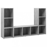 Cumpara ieftin Dulapuri TV, 3 buc gri beton, 107x35x37 cm, lemn prelucrat