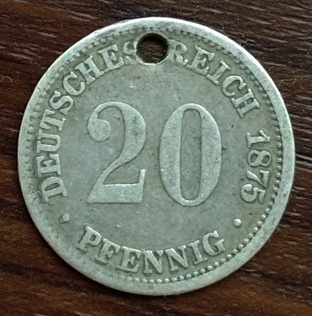 Moneda Germania - 20 Pfennig 1875 - D - Argint