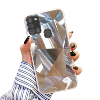 Huse telefon cu textura diamant Samsung Galaxy A21s , Argintiu foto