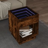 Măsuță de cafea cu LED infinity, stejar fumuriu, 40x40x50 cm