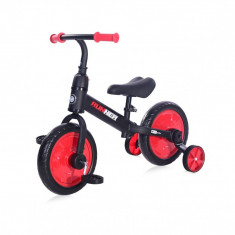 Bicicleta de echilibru, 2 in 1, cu pedale si roti auxiliare, Lorelli Runner, Black Red