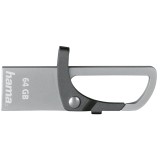Cumpara ieftin Memorie USB Hama Hook-Style, 64GB, USB 2.0, Metalic, Gri