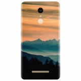 Husa silicon pentru Xiaomi Remdi Note 3, Blue Mountains Orange Clouds Sunset Landscape